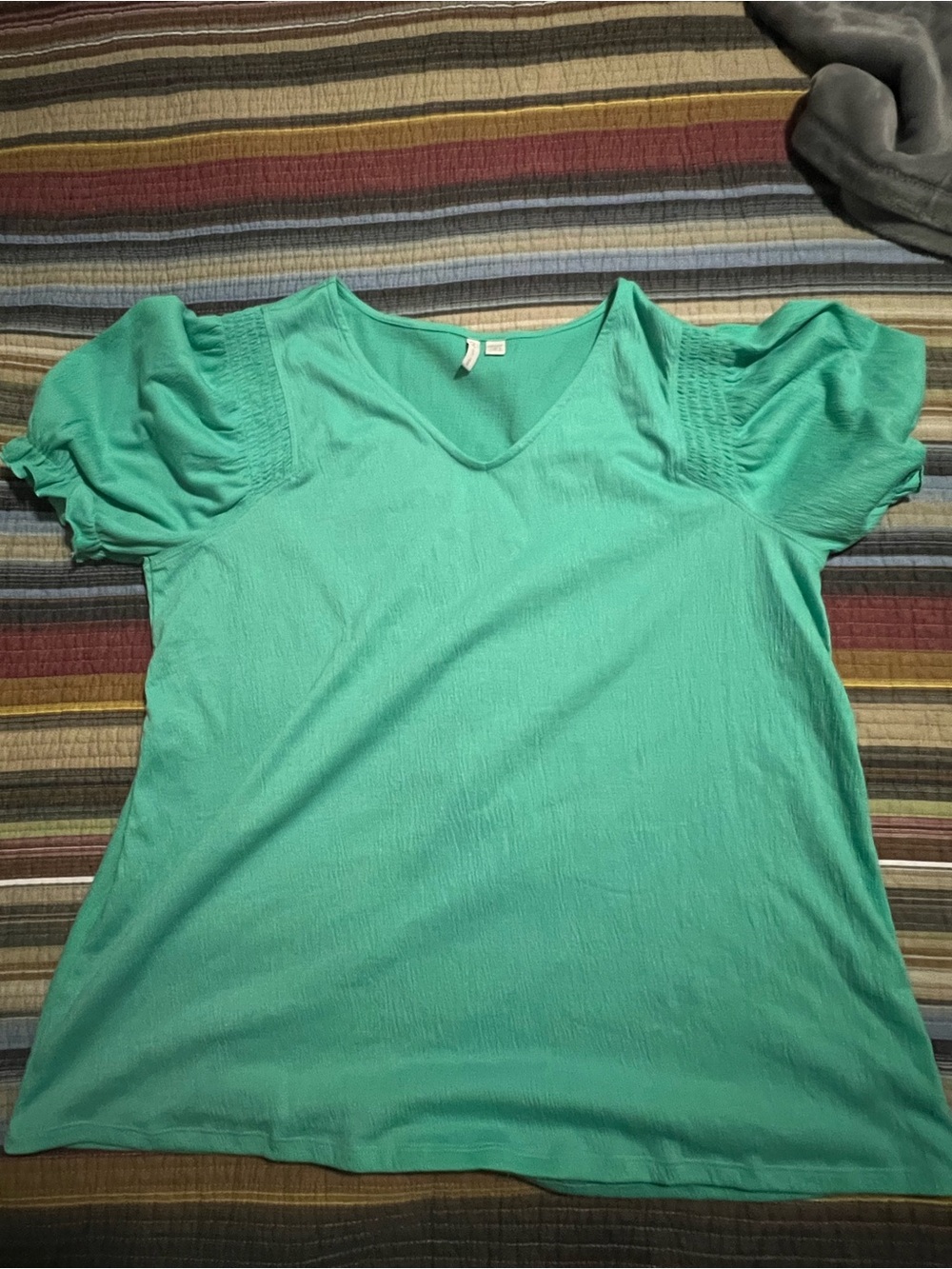 Cato Mint Green V-Neck Puff Sleeve Tunic